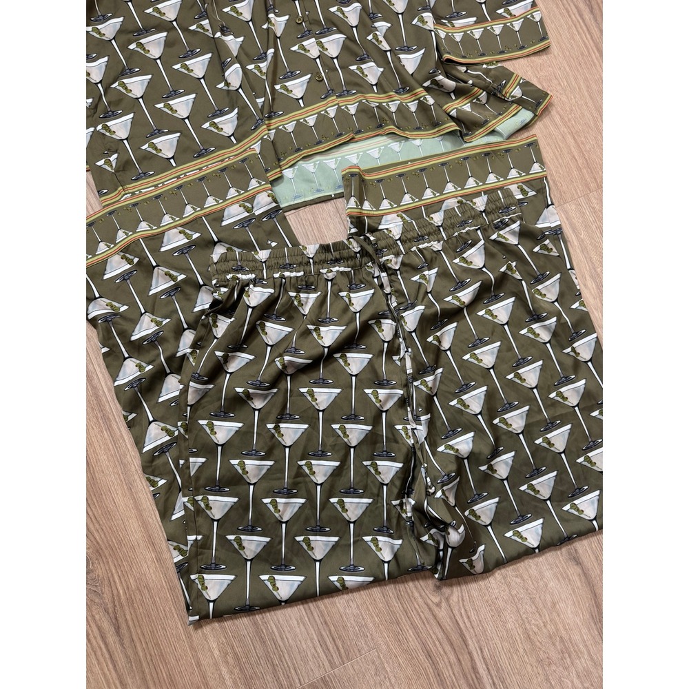 Show Me Your Mumu Martini Pajama Set Olive Green Long Sleeve Button Down XL - Picture 4 of 5